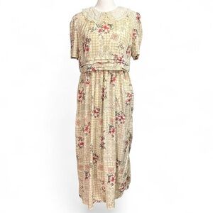 Vintage Karin Stevens Cottagecore Floral Prairie Dress Lace Collar Sz 8